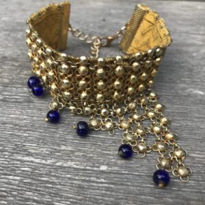 GILDED BRASS LAPIS LAZULI ASYMMETRICAL VINTAGE BRACELET