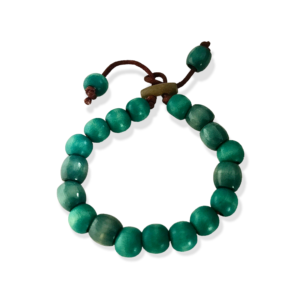 AQUA BLUE WOOD BOLO BRACELET