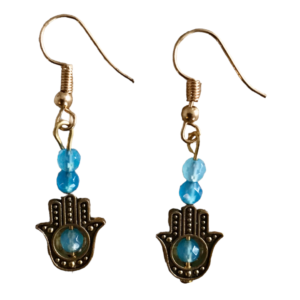AQUAMARINE HAMSA EARRINGS