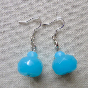 BLUE AGATE DOMED DANGLE EARRINGS
