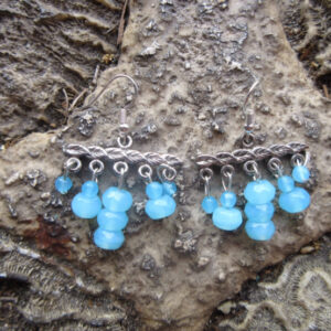 BLUE AGATE FIVE TIERED EARRINGS