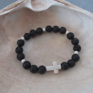BONE CROSS LAVA STRETCH BRACELET