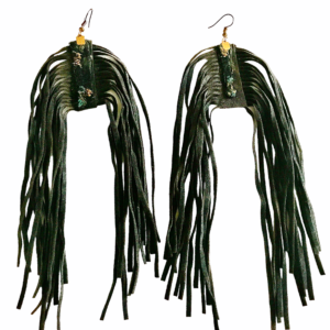 FAUX SUEDE NAVY DUSTER FRINGE EARRINGS