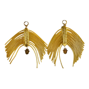 GOLD HAMSA HAND FRINGE WIRE EARRINGS