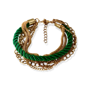 GREEN ROPE AND CHAIN BRACELET