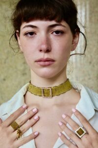 19th Century Gold Metallic Buckle Choker
