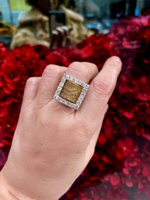 Rhinestone Buckle Antique Metallic Ring