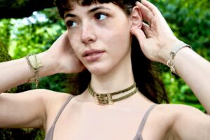 Gatsby 20's Silver Rhinestone  Buckle Choker